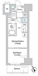 ミリアレジデンス浅草橋II 6階1DKの間取り