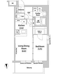 World　Residence　大手町 6階1LDKの間取り