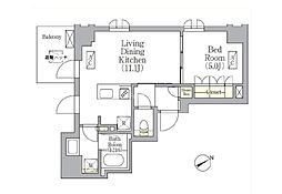 SOLASIA　residence京橋 8階1LDKの間取り