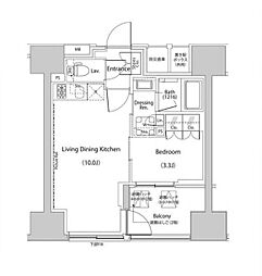 ザ・パークハビオ人形町レジデンス 6階1LDKの間取り