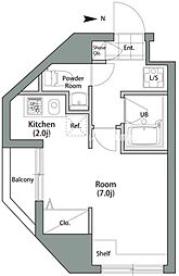 シャンブリーズ御茶ノ水 ワンルームの間取図画像