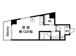 リヴィエール・キワ ワンルームの間取図画像