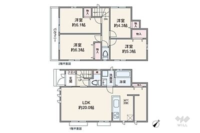 間取り：間取りは延床面積93.57平米の4LDK。