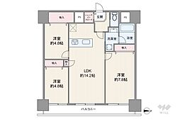 竹の塚マンション 3LDKの間取図画像