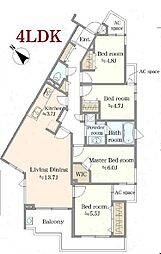 クイーンズフィールドひばりが丘ハイム 4LDKの間取図画像