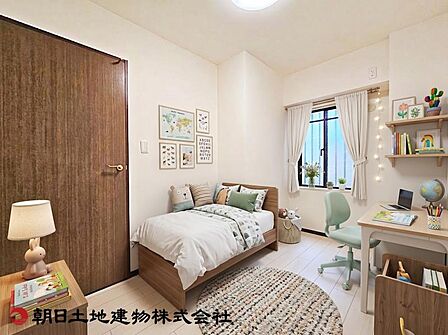 【居室】家具を配置したCGイメージ居室です。明るさを確保した居室です。日差しが届きやすく、毎日の生活を快適に過ごせる居心地の良い空間です。