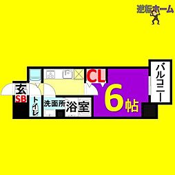 エステート金山 6階1Kの間取り