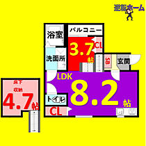 フェリーチェ伝馬 102【プラン？】 ｜ 愛知県名古屋市熱田区伝馬2丁目15-9（賃貸アパート1LDK・1階・31.76㎡） その2