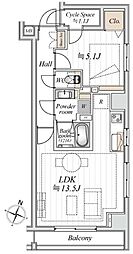 日本橋室町デュープレックスポーション 1LDKの間取図画像