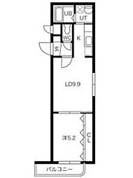リヴウェル6-5 2階1LDKの間取り