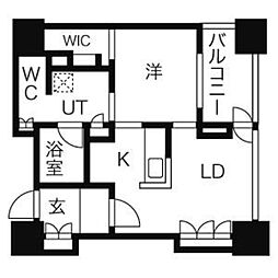 プライムメゾン鴨々川 5階1LDKの間取り