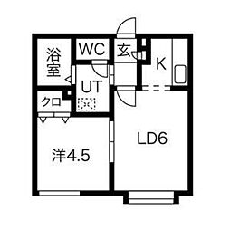 クラシーヴィ菊水 1階1LDKの間取り