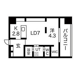 F006 1LDKの間取図画像