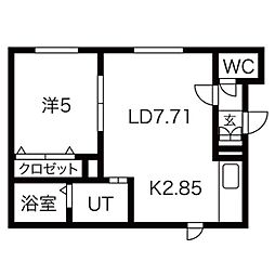 プロムナード5-6 1LDKの間取図画像