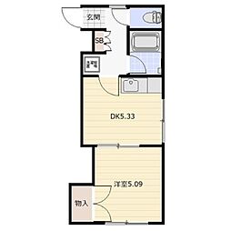 エスハイム 1DKの間取図画像