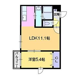 サニーガーデン美園 1LDKの間取図画像