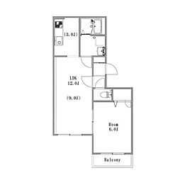 カトレア南郷2 1LDKの間取図画像