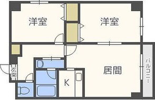 北海道札幌市豊平区中の島一条6丁目(賃貸マンション2LDK・3階・46.00㎡)の写真 その2