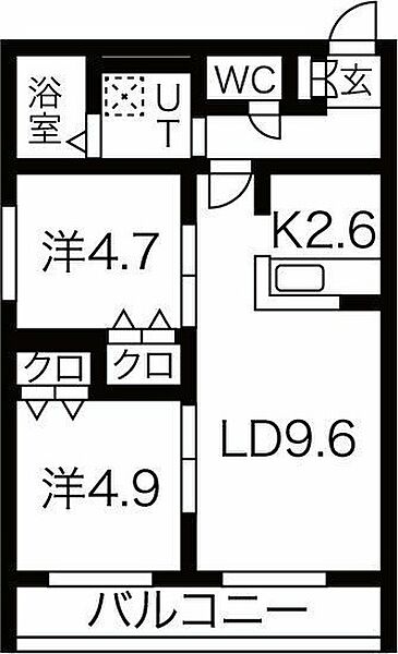 北海道札幌市豊平区平岸四条9丁目(賃貸マンション2LDK・4階・48.38㎡)の写真 その2