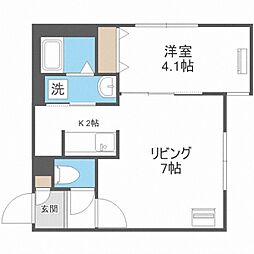 カーザフェリス平岸 1階1LDKの間取り