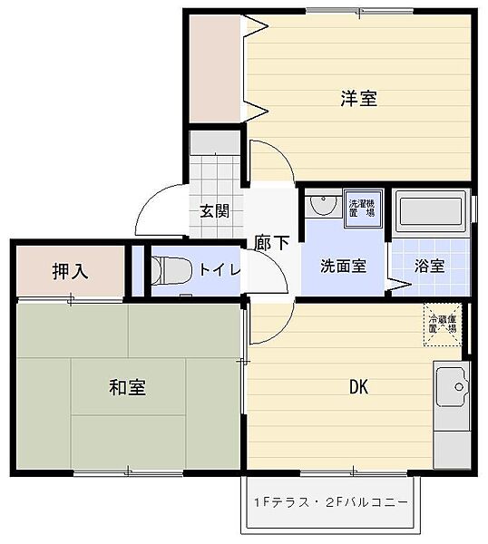 サニーフラット 201｜鳥取県米子市上福原3丁目(賃貸アパート2DK・2階・43.06㎡)の写真 その2