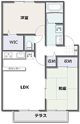 セジュールＫＡＭＩ　Ｄ 1階2LDKの間取り