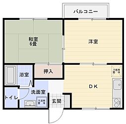 ハイツカリス 2階2DKの間取り