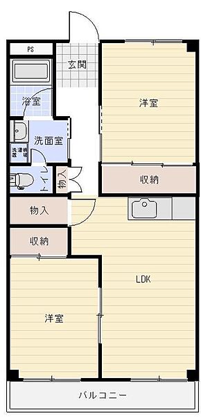 戸田マンション 303｜鳥取県米子市両三柳(賃貸マンション2LDK・3階・57.80㎡)の写真 その2