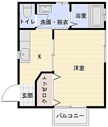 コーポホープB 1Kの間取図画像