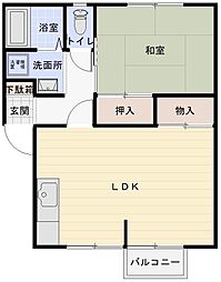 タウンハタガサキA 1LDKの間取図画像