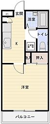 コンフレール旗ヶ崎 1Kの間取図画像