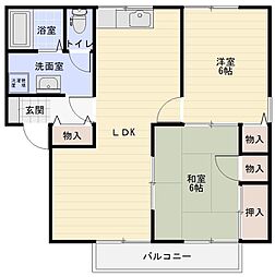 メルベーシャンプルA 2LDKの間取図画像