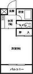 サンシャインハイツB 1Kの間取図画像