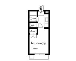 オクトワール宮崎西1番館 ワンルームの間取図画像
