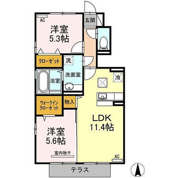 エスポアール・タカムラIII　A棟 105｜宮崎県宮崎市大字本郷北方(賃貸アパート2LDK・1階・55.27㎡)の写真 その2