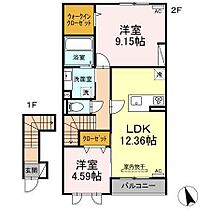 ガーデンリーフ平和台　A棟 202 ｜ 宮崎県宮崎市下北方町戸林（賃貸アパート2LDK・2階・66.73㎡） その2