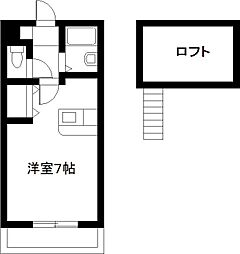 ＣＯＭＦＯＲＴ熊野 2階ワンルームの間取り
