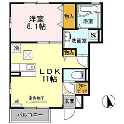 セジュールCWII　A 1階1LDKの間取り