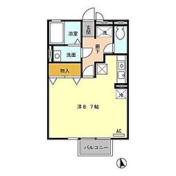 ユニヴェール白山 1階ワンルームの間取り