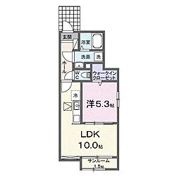 ウェル　アイランドＳ−I 1階1LDKの間取り
