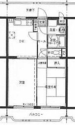 太豊マンション 3階2DKの間取り