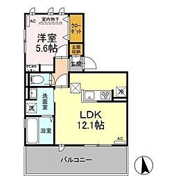 トリシアさくら 1階1LDKの間取り
