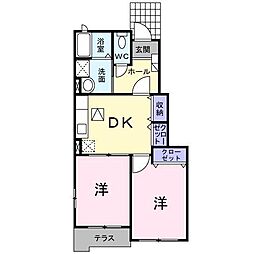 ガーデンハウス　バーミィ　Ｂ 1階2DKの間取り