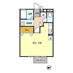 セジュール・YOU 2階ワンルームの間取り