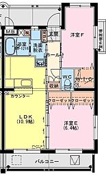 MARINE　ROAD（マリンロード） 3階2LDKの間取り