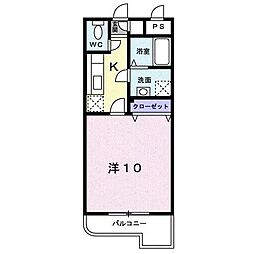 ラフィ−ナサイト2 3階1Kの間取り