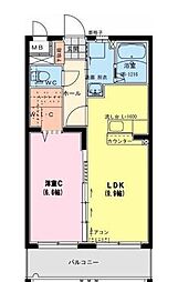 ヴィラ　プレポール 4階1LDKの間取り