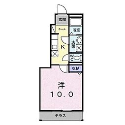 エミールシャランII 1階1Kの間取り