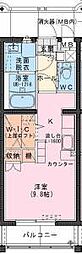 Riviere Champ 元宮 2階ワンルームの間取り