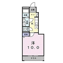 エミールシャランII 1階1Kの間取り